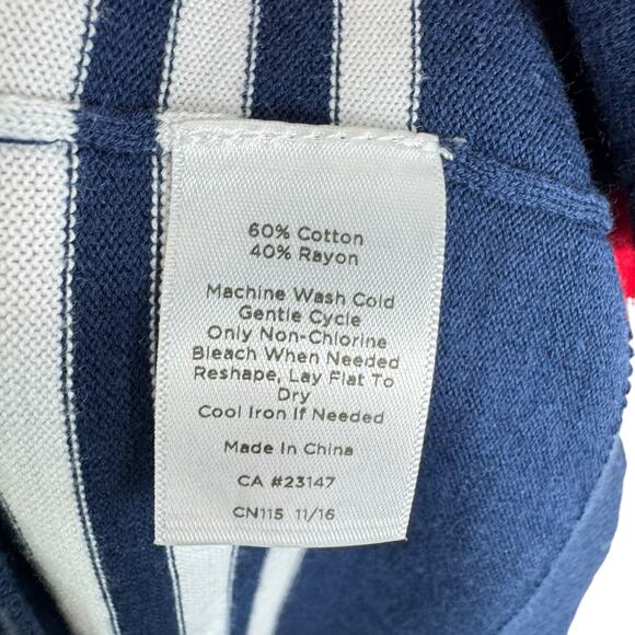 Talbots Cotton Rayon Lightweight Patriotic Half Sleeve Sweater Stars Stripes LP - Picture 5 of 5